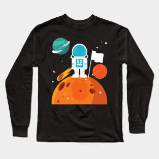 walk on moon space astronaut land on moon T shirt Long Sleeve T-Shirt